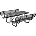Global Industrial 6' Rectangular Outdoor Expanded Metal Picnic Table With Backrests, Black 277630BK